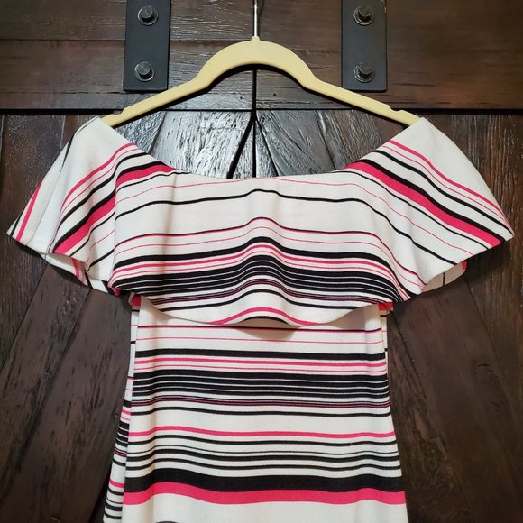 NWT Necessary Objects Off Shoulder Striped Dress - Picture 2 of 6
